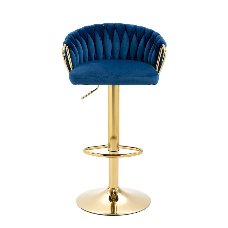 Lot de 4 tabourets de bar réglables en hauteur pivotants en velours tissé