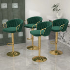 Lot de 4 tabourets de bar réglables en hauteur pivotants en velours tissé