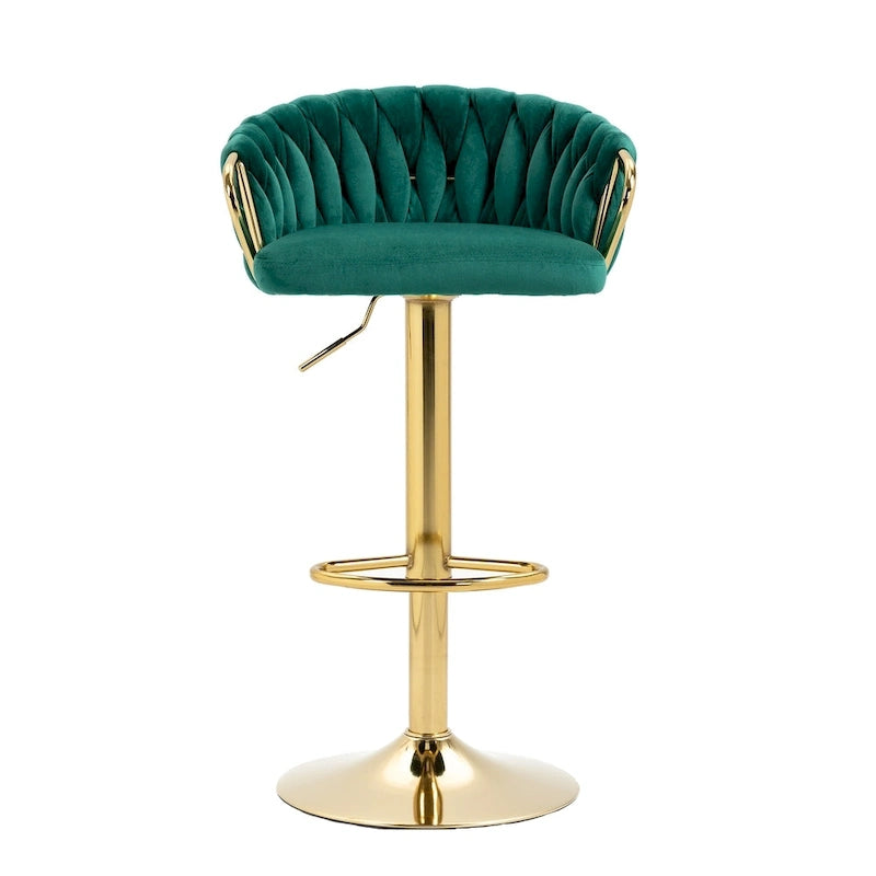 Lot de 4 tabourets de bar réglables en hauteur pivotants en velours tissé