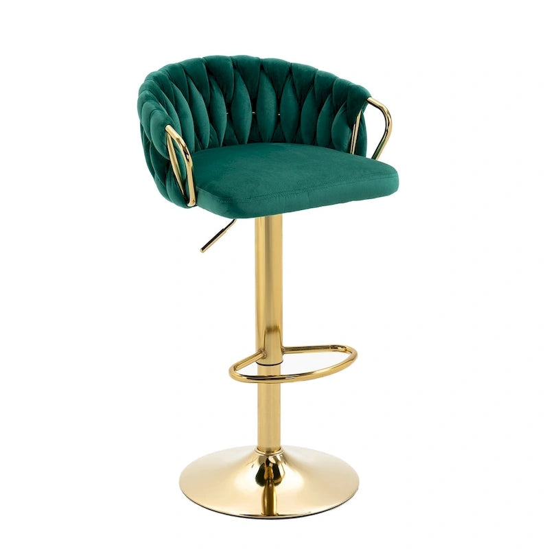 Lot de 4 tabourets de bar réglables en hauteur pivotants en velours tissé