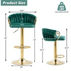 Lot de 4 tabourets de bar réglables en hauteur pivotants en velours tissé