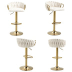Lot de 4 tabourets de bar réglables en hauteur pivotants en velours tissé