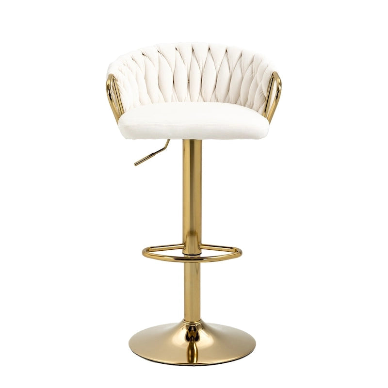 Lot de 4 tabourets de bar réglables en hauteur pivotants en velours tissé