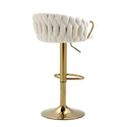 Lot de 4 tabourets de bar réglables en hauteur pivotants en velours tissé