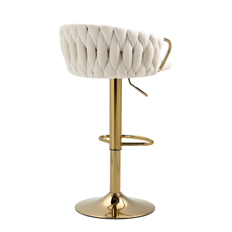 Lot de 4 tabourets de bar réglables en hauteur pivotants en velours tissé