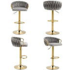 Lot de 4 tabourets de bar réglables en hauteur pivotants en velours tissé