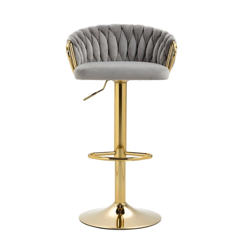 Lot de 4 tabourets de bar réglables en hauteur pivotants en velours tissé