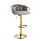 Lot de 4 tabourets de bar réglables en hauteur pivotants en velours tissé
