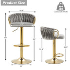 Lot de 4 tabourets de bar réglables en hauteur pivotants en velours tissé