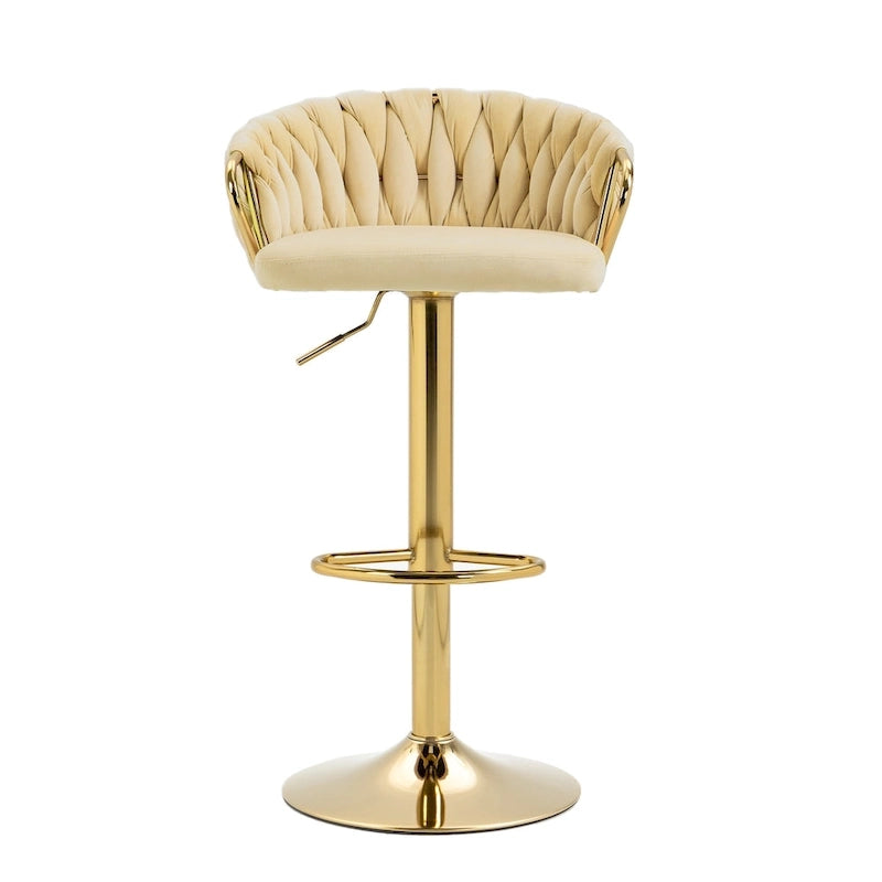 Lot de 4 tabourets de bar réglables en hauteur pivotants en velours tissé