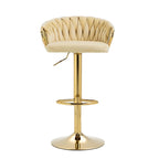 Lot de 4 tabourets de bar réglables en hauteur pivotants en velours tissé