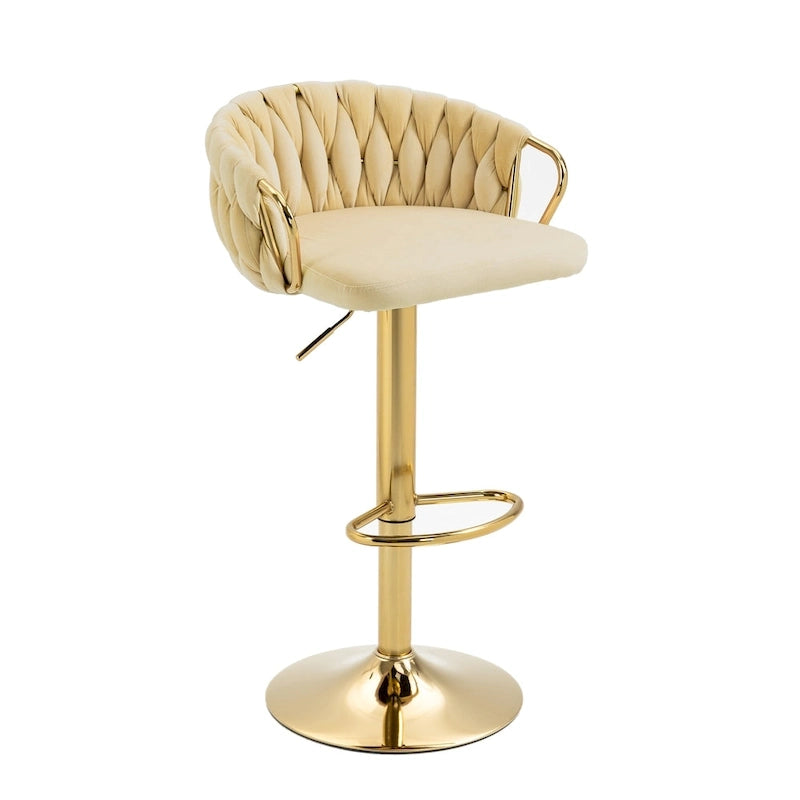 Lot de 4 tabourets de bar réglables en hauteur pivotants en velours tissé