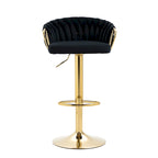 Lot de 4 tabourets de bar réglables en hauteur pivotants en velours tissé