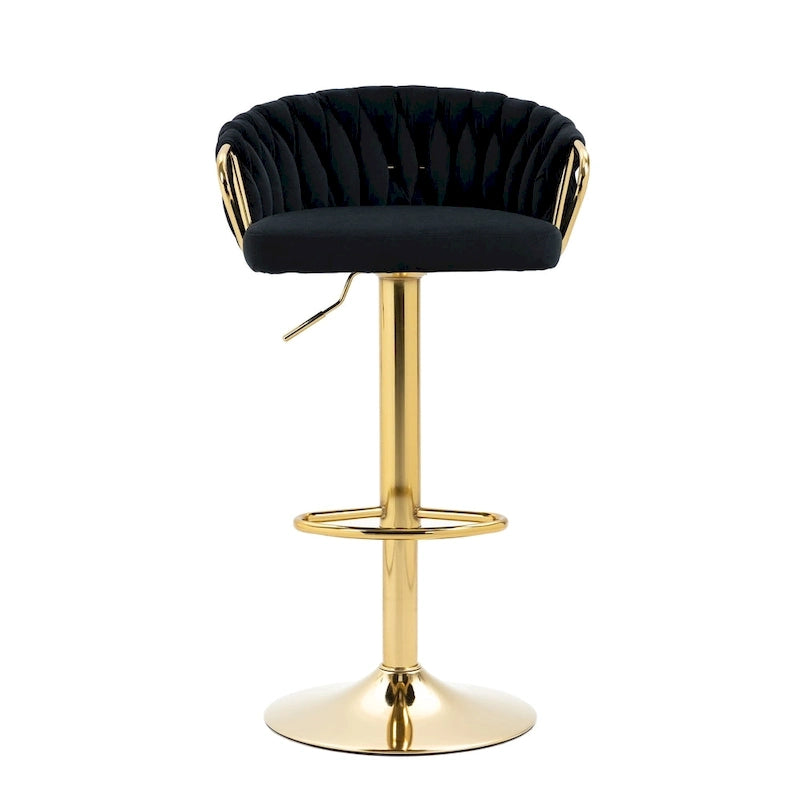 Lot de 4 tabourets de bar réglables en hauteur pivotants en velours tissé