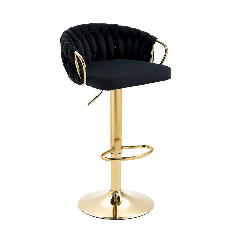 Lot de 4 tabourets de bar réglables en hauteur pivotants en velours tissé