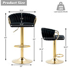 Lot de 4 tabourets de bar réglables en hauteur pivotants en velours tissé