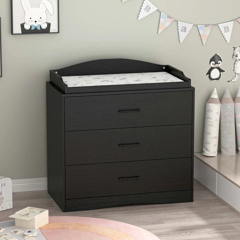 Commode à langer 3 tiroirs Blanche / Noire / Grise, pour utilisateur unique