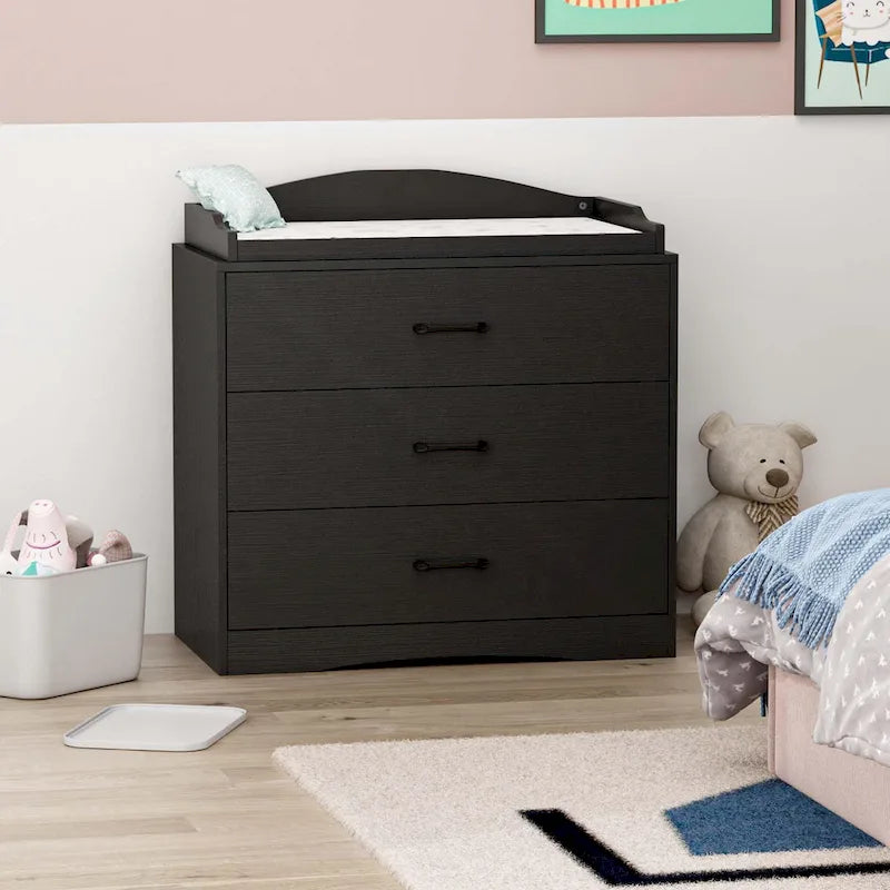 Commode à langer 3 tiroirs Blanche / Noire / Grise, pour utilisateur unique