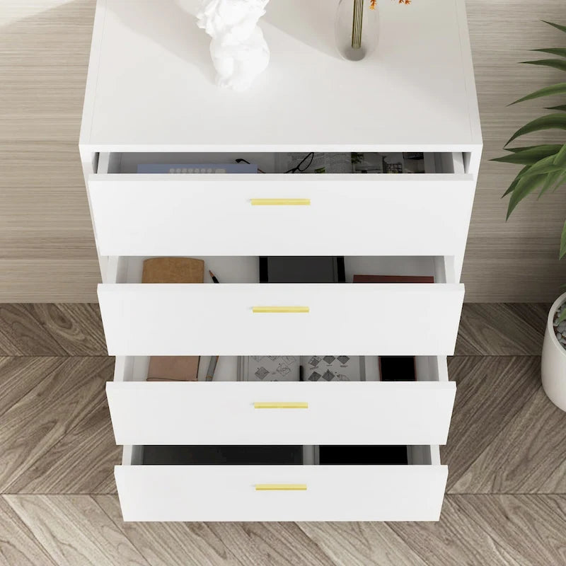 White 4-Drawer Chest, Single-User Storage Dresser