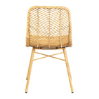 Chaise de salle à manger en rotin naturel, style côtier, lot de 2