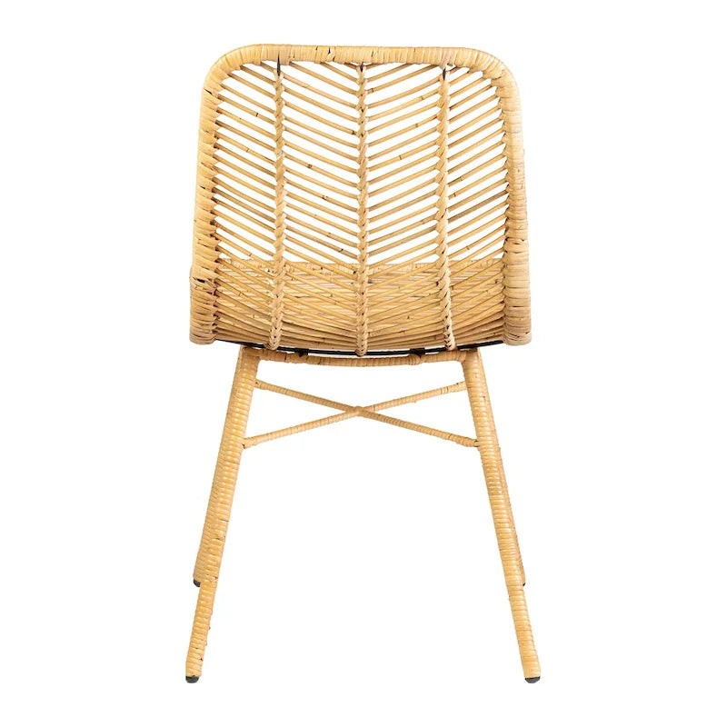 Chaise de salle à manger en rotin naturel, style côtier, lot de 2