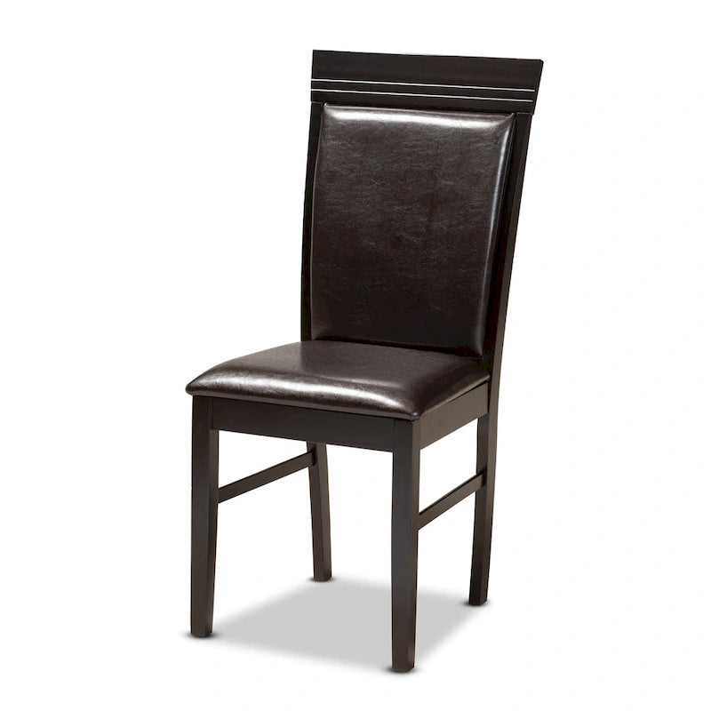 Brown Faux Leather Modern 7-Person Dining Set (1 Table + 6 Chairs)