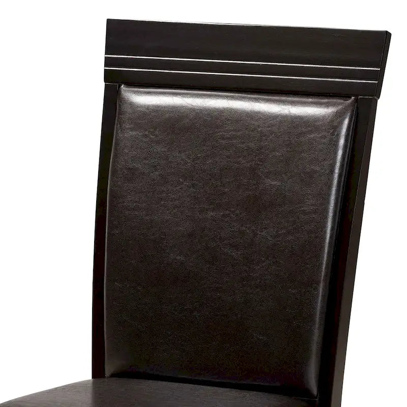 Brown Faux Leather Modern 7-Person Dining Set (1 Table + 6 Chairs)