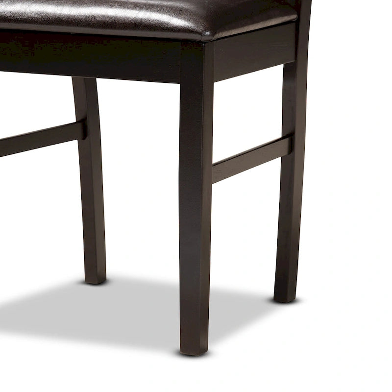 Brown Faux Leather Modern 7-Person Dining Set (1 Table + 6 Chairs)