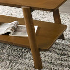 Table d'appoint étagère en bois noyer/chêne naturel/blanc cassé de style moderne milieu de siècle