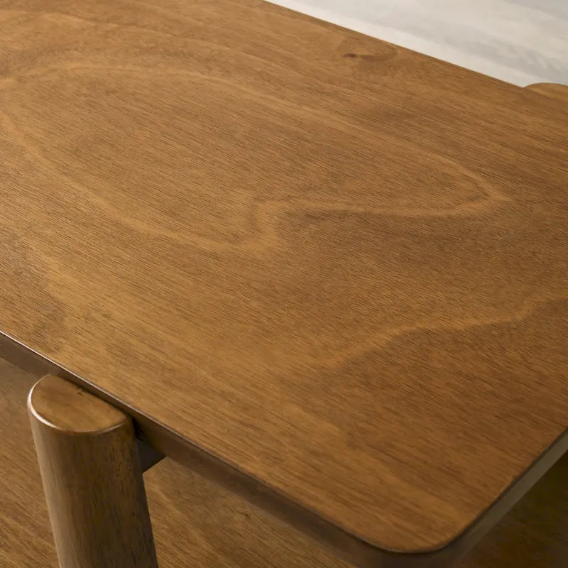 Table d'appoint étagère en bois noyer/chêne naturel/blanc cassé de style moderne milieu de siècle