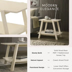 Table d'appoint étagère en bois noyer/chêne naturel/blanc cassé de style moderne milieu de siècle