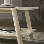 Table d'appoint étagère en bois noyer/chêne naturel/blanc cassé de style moderne milieu de siècle