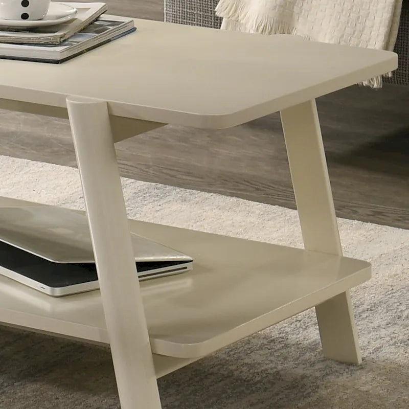 Table d'appoint étagère en bois noyer/chêne naturel/blanc cassé de style moderne milieu de siècle