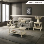 Table d'appoint étagère en bois noyer/chêne naturel/blanc cassé de style moderne milieu de siècle