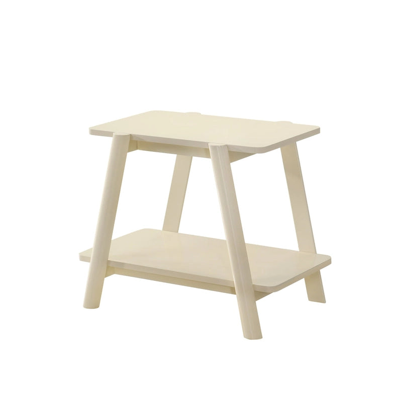 Table d'appoint étagère en bois noyer/chêne naturel/blanc cassé de style moderne milieu de siècle