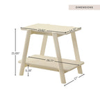 Table d'appoint étagère en bois noyer/chêne naturel/blanc cassé de style moderne milieu de siècle