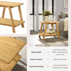 Table d'appoint étagère en bois noyer/chêne naturel/blanc cassé de style moderne milieu de siècle