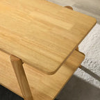 Table d'appoint étagère en bois noyer/chêne naturel/blanc cassé de style moderne milieu de siècle
