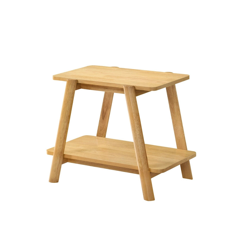 Table d'appoint étagère en bois noyer/chêne naturel/blanc cassé de style moderne milieu de siècle