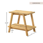 Table d'appoint étagère en bois noyer/chêne naturel/blanc cassé de style moderne milieu de siècle