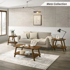 Table d'appoint étagère en bois noyer/chêne naturel/blanc cassé de style moderne milieu de siècle