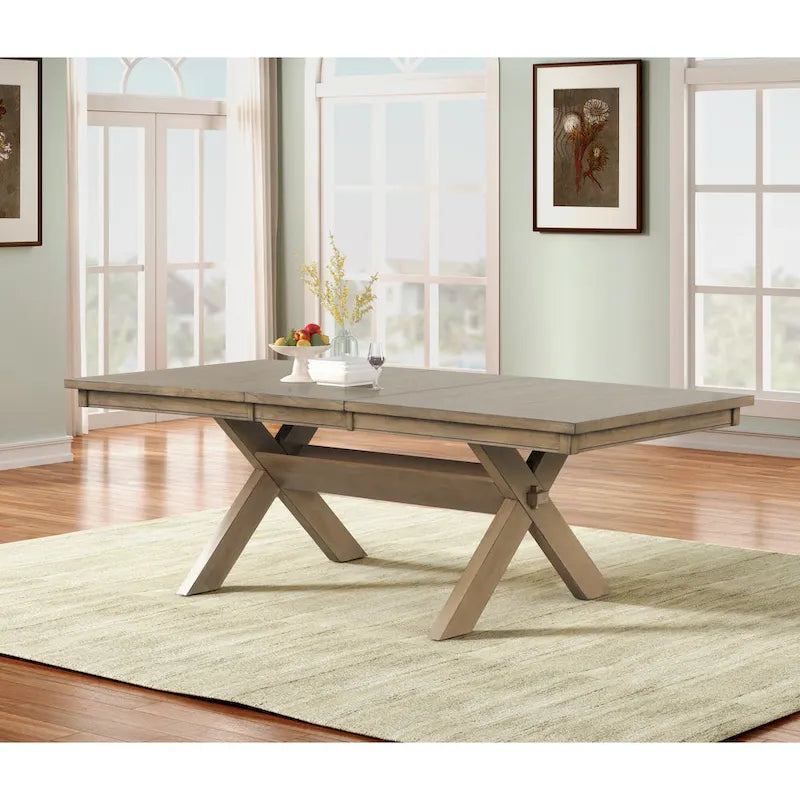 Ensemble de salle à manger extensible en pin glacé marron 6 pièces – Table, 4 chaises et banc, peut accueillir jusqu'à 8 personnes