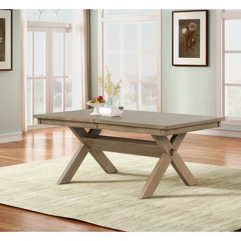 Ensemble de salle à manger extensible en pin glacé marron 6 pièces – Table, 4 chaises et banc, peut accueillir jusqu'à 8 personnes