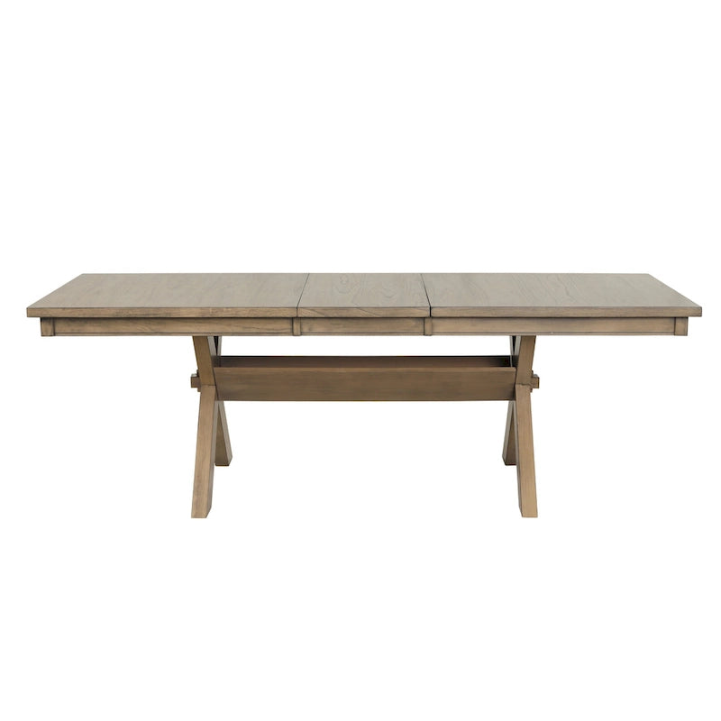 Ensemble de salle à manger extensible en pin glacé marron 6 pièces – Table, 4 chaises et banc, peut accueillir jusqu'à 8 personnes