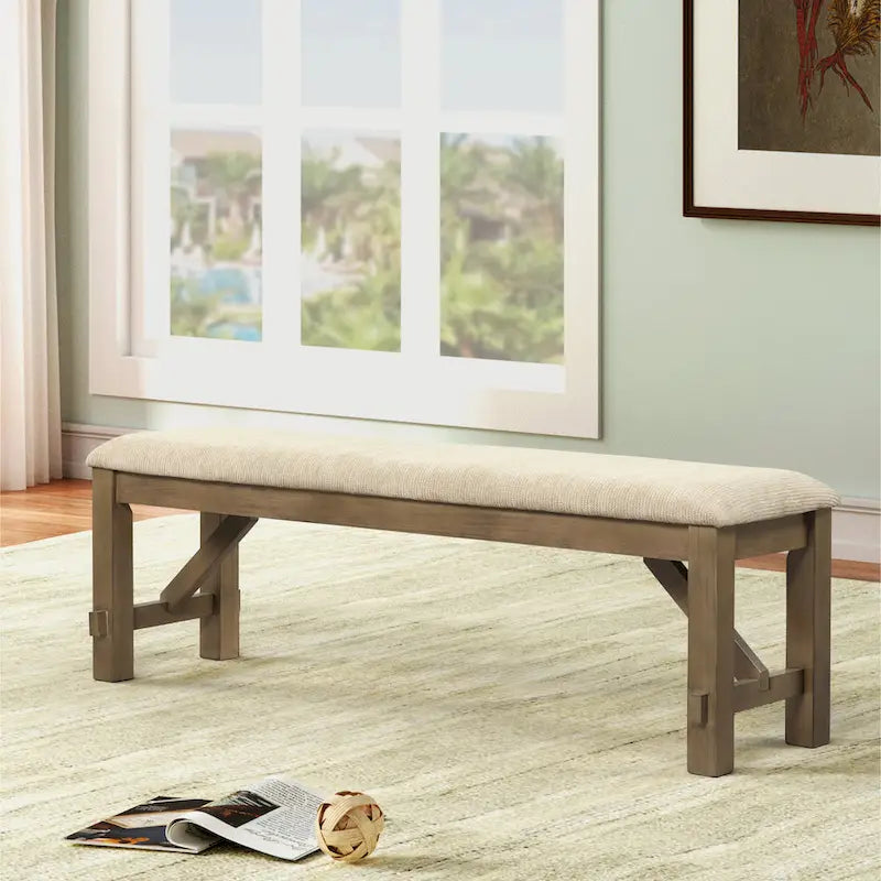 Ensemble de salle à manger extensible en pin glacé marron 6 pièces – Table, 4 chaises et banc, peut accueillir jusqu'à 8 personnes