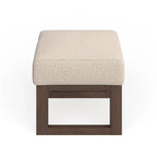 Beige Mid-Century Modern Ottoman Stool, Walnut Finish, Single Seat