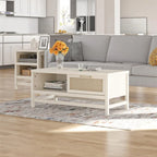 Ivory Oak Sliding Door Coffee Table, 2-Adult Assembly