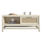 Ivory Oak Sliding Door Coffee Table, 2-Adult Assembly
