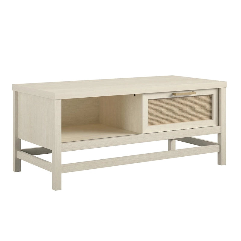 Ivory Oak Sliding Door Coffee Table, 2-Adult Assembly