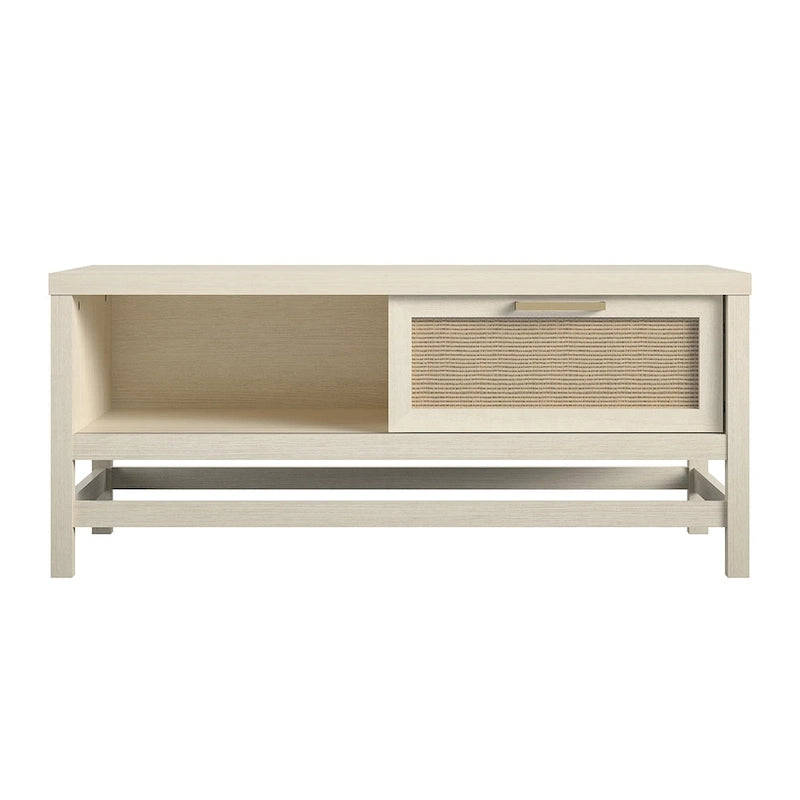 Ivory Oak Sliding Door Coffee Table, 2-Adult Assembly
